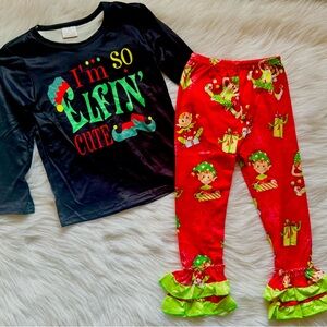 Festive Kids Pajamas Set - Black and Red